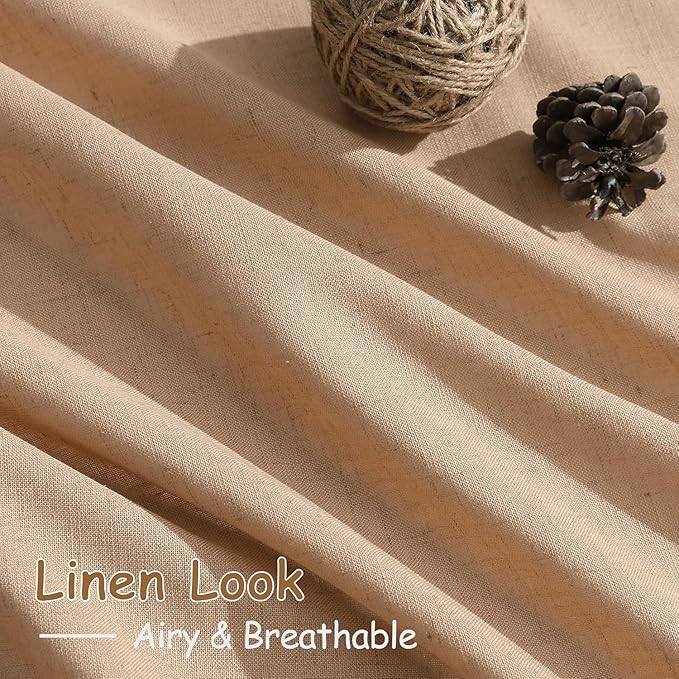 Camel Linen Curtains for Living Room 94 Inches Long Back Tab and Rod Pocket - Image 4