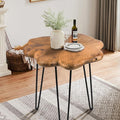 19.5 Inch Live Edge Side Table, Wood Freeform Small End Table by HOEGMST