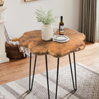 19.5 Inch Live Edge Side Table, Wood Freeform Small End Table by HOEGMST