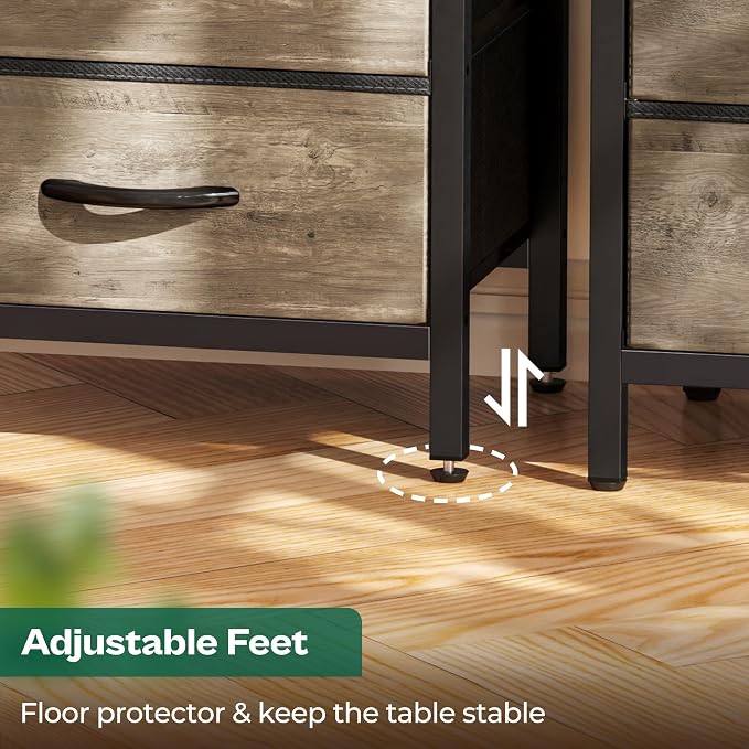 Huuger Nightstand with Charging Station, Fabric Drawers, End Table with Open - Image 8
