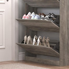 BORNOON Shoe Cabinet with 3 Flip Drawers & Coat Rack, Narrow Hidden Shoe - Image 6