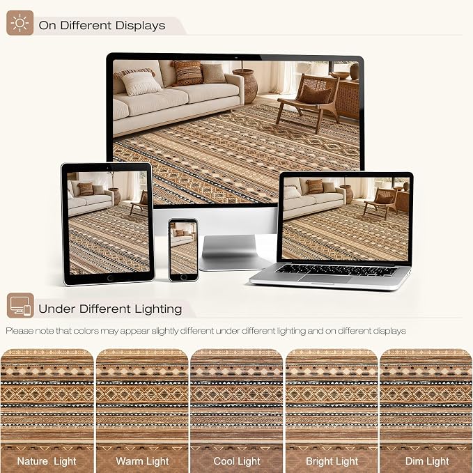 cotiled Boho 9x12 Area Rug for Living Room: Large Moroccan Washable Rug | Solve - Image 8