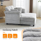 VINGLI 56" Oversized Chaise Lounge Chair, Light Grey Comfy Corduroy Chaise Sofa - Image 8