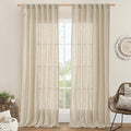 Natural Linen Blended Curtains for Living Room 2 Panels Semi Sheer | Light by LAMIT