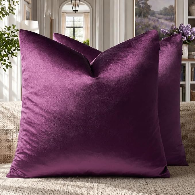 GIGIZAZA Velvet Pillow Covers 20x20 Decorative Pillows Pack of 2 Purple | Throw by GIGIZAZAFocusingonhomedecoration