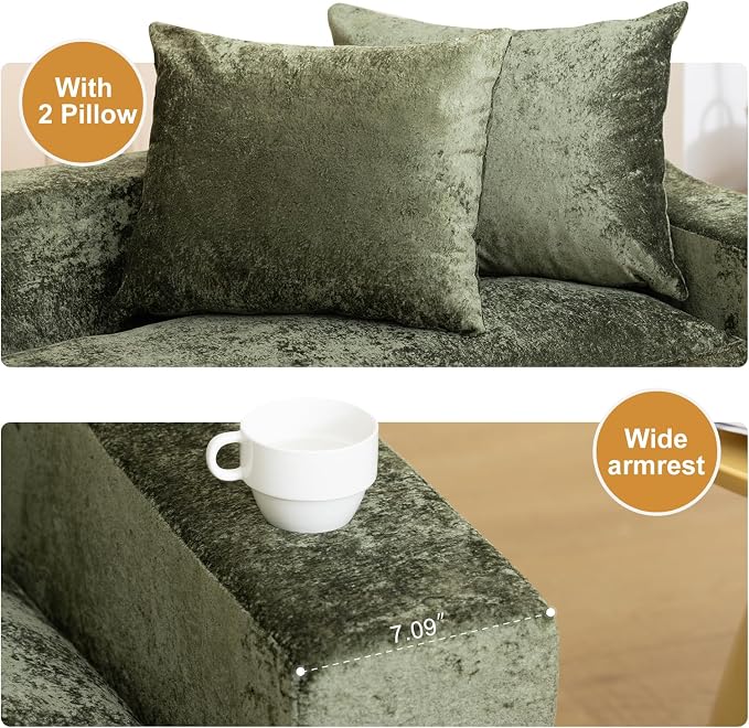 61" Convertible Sofa Bed Loveseat, Memory Foam Boneless Floor Couch - Image 8