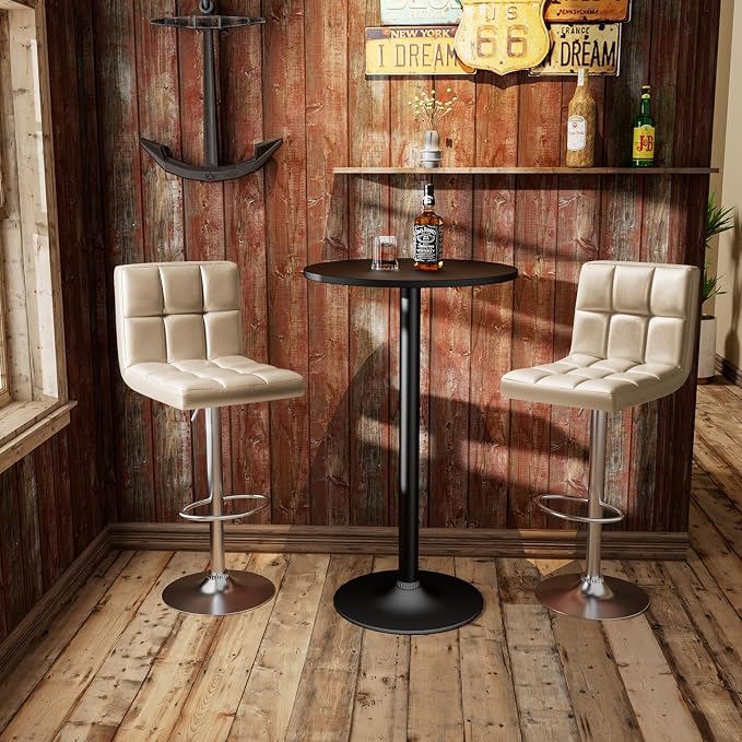 Homall Bar Stools Modern PU Leather Adjustable Swivel Barstools, Armless - Image 7
