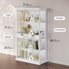 Jocoevol Display Cabinet with Glass Doors, 4-Tier Glass Display Case with Human - Image 3