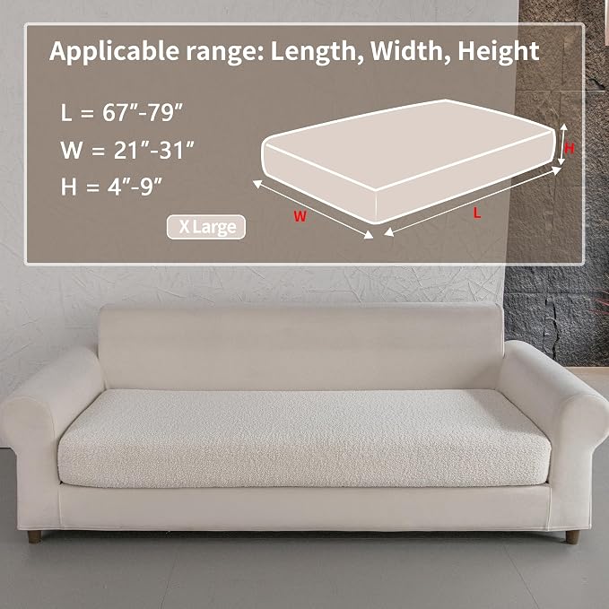 OHSIO Couch Cushion Covers for Sectional Sofa, Stretch Soft Sofa Slipcovers - Image 2