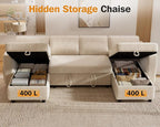 Sunny Heart 106" U Shaped Sectional Sleeper Sofa Bed - Image 7