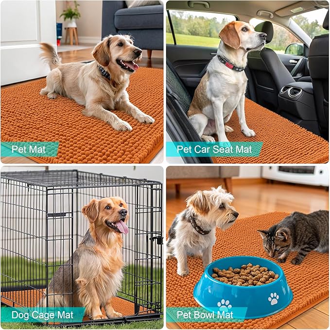 OLANLY Dog Door Mat for Muddy Paws 36x24, Super Absorbent Chenille Mud Mat | - Image 7