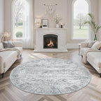 Soalmost 5x5 Grey Round Rug 6ft Circle Living Room Area Rugs Non-Slip | - Image 8