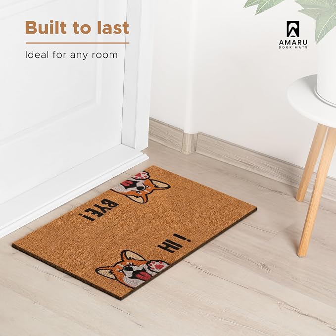 Coir Welcome Mat, Hi-Bye Dog, 17 x 29 in | 100% Natural Coir, Anti-Shedding - Image 5
