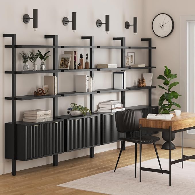 Nathan James Jasper 3-Shelf Solid Wood Boho Bookshelf, Wall Mounted Bookshelf - Image 3