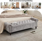SOFTHION Storage Bench for Bedroom, Upholstered Chenille Storage Ottoman - Image 7