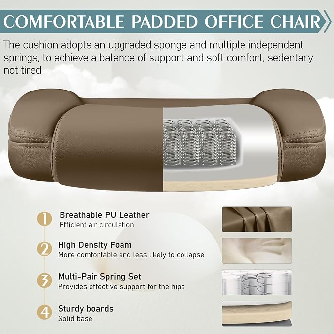 Leather Office Chair, PU Home Computer Desk Chairs - Image 5