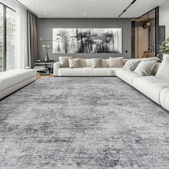 Aelenmu 9x12 Area Rugs for Living Room Bedroom Dining Room Washable Grey | Soft - Image 9