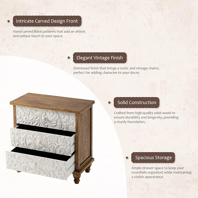 3 Drawer Farmhouse Dresser x 2P - Image 5