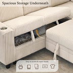 L-Shaped Sectional Couch with Storage and Pull Out Bed, Convertible Sofa Bed - Image 4