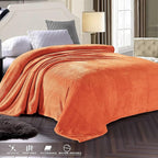 Exclusivo Mezcla Soft Waffle Fleece Bed Blanket Twin Size, Burnt Orange | - Image 3