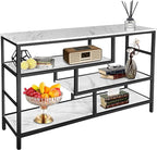 AT-VALY Console Table with Storage Shelves, Sofa Table Entryway Table with Faux - Image 6