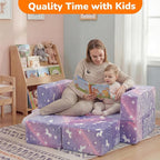 MeMoreCool Unicorn Modular Kids Couch, Glow Rainbow Play Toddler Couch - Image 7