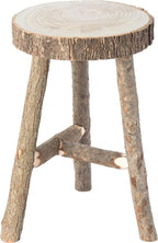 Decorative Antique Log Cabin Natural Wooden Accent Stool Side Table by Vintiquewise