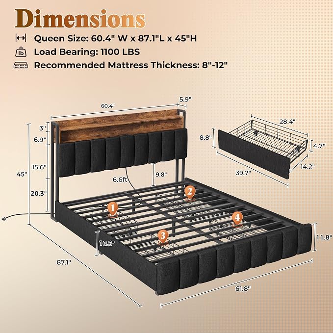 PRAISUN Bed Frame Queen Size - Image 2