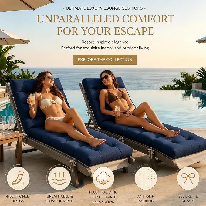 Chaise Lounge Cushion Outdoor, Waterproof Thick Patio Lounge Chair Cushion - Image 2