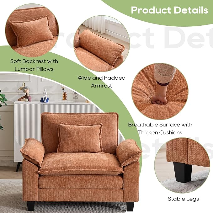 Oprisen Modular Sectional Sofa, Comfy Cloud Couch Sectional Sofa, Chenille Sofa - Image 5
