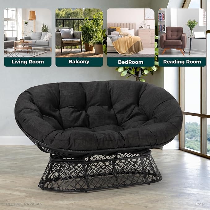 Bme Double Papasan Chair, 600lbs Capacity, Ergonomic Design, Soft Thick Fabric - Image 7
