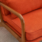VINGLI Linen Burnt Orange Comfy Accent Chair, Mid Century Modern Lounge Armchair - Image 5