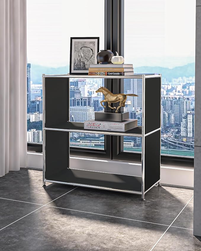 32-Inch 2-Tier Metal Bookcase, Open Shelf Storage Organizer - Image 7
