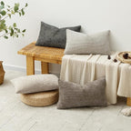 MIULEE Decorative Chenille Lumbar Pillow Covers Neutral 12x20 Pack of 4 | Mid - Image 4
