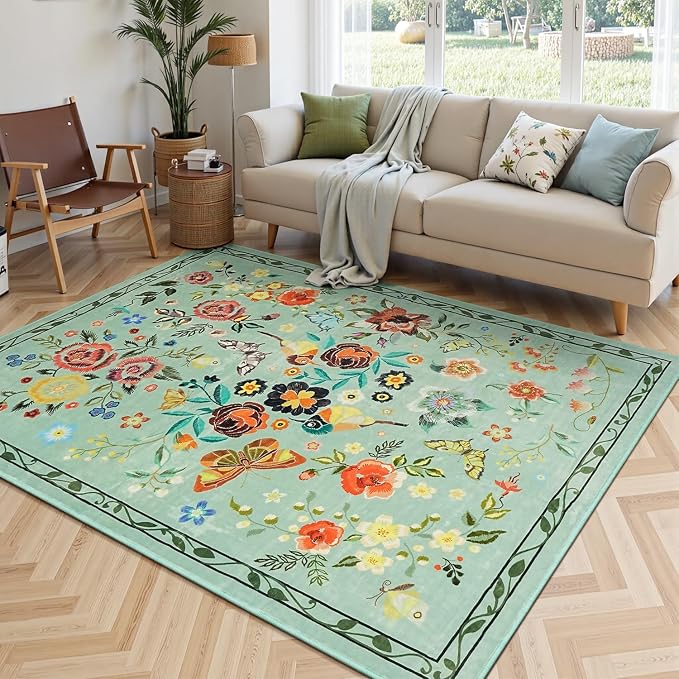 Rugflix 5x7 Washable Area Rug for Living Room, Soft Non Slip Low Pile Carpet by RugflixAreaRugs