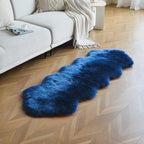duduta Navy Blue Faux Sheepskin Runner Rugs 2x6 ft, Fluffy Fur Couch Covers | - Image 7