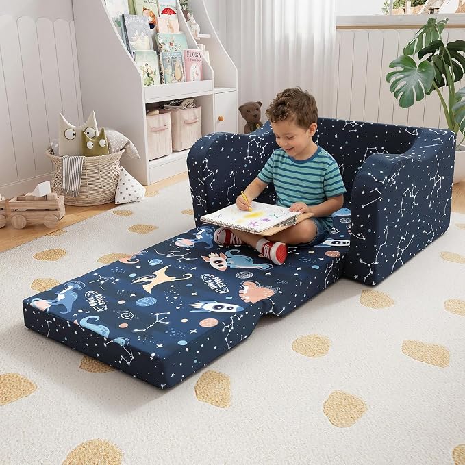 MeMoreCool Toddler Couch, 2-in-1 Kids Couch Fold Out to Lounger, Comfy Toddler - Image 2