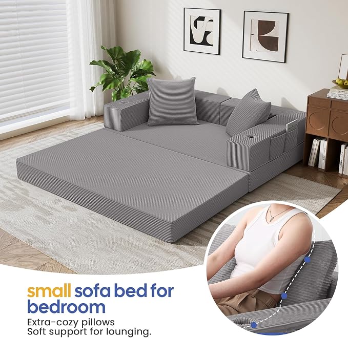 COMAX Futon Sofa Bed, 4‑in‑1 Convertible Sofa Bed, Folding Boneless Couches - Image 4