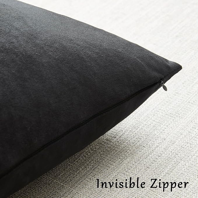 GIGIZAZA Black Velvet Pillow Covers 22x22 Decorative Pillows Pack of 2 | Throw - Image 3