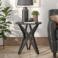 Pedestal Farmhouse End Table, Distressed Top by LONYKE
