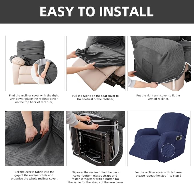 Genina Recliner Chair Covers, Stretch Reclining Chair Cover, Recliner Sofa - Image 7