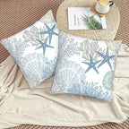 Nautical Coastal Beach Pillow Covers 16x16 Set of 2, Ocean Themed Seashell - Image 3