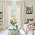 BGment Tan Linen Curtains 84 Inch Length 2 Panels Burlap Semi Sheer Drapes | - Image 2