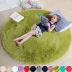 Amdrebio Grass Green Round Rug 4Ft by Amdrebio