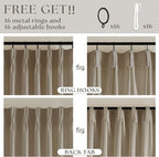 Textured Linen Pinch Pleated Curtains Tan Greige 84 Inches Long 2 Panels | - Image 5