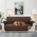 Reversible 4 Seater Sofa Cover 91" Large, Chocolate | Couch Cover Furniture - Image 2