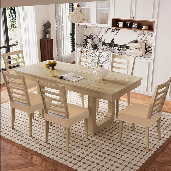 Smiry Waterproof Seat Covers for Dining Room Chairs Set of 4, Stretch Jacquard - Image 8