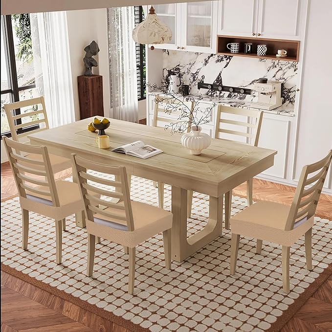 Smiry Waterproof Seat Covers for Dining Room Chairs Set of 8, Stretch Jacquard - Image 8
