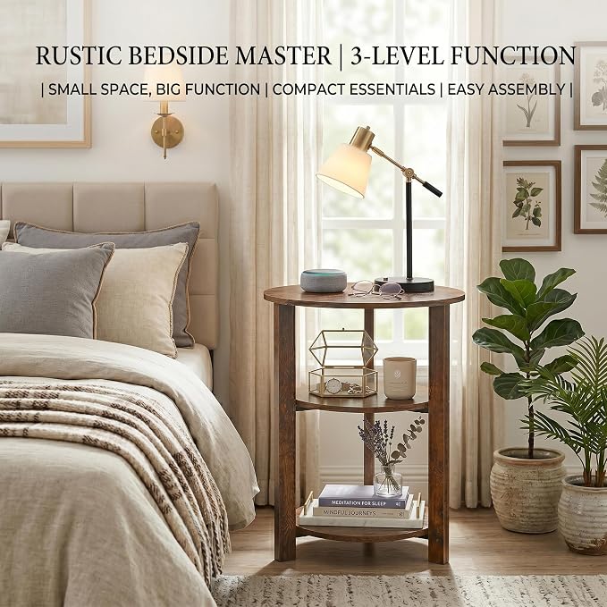 Farmhouse 3-Tier Round Side Table, 17.7*21.7inch End Table - Image 5