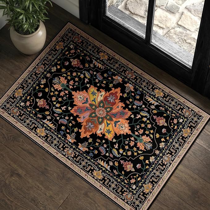 RELEANY Washable Area Rug, Small 2'x3', Water Repellent, Pet Friendly, Vintage by RELEANY